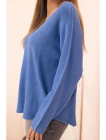 Dámsky viskózový sveter s výstrihom do V tmavý denim Dámsky viskózový sveter s výstrihom do V tmavý denim