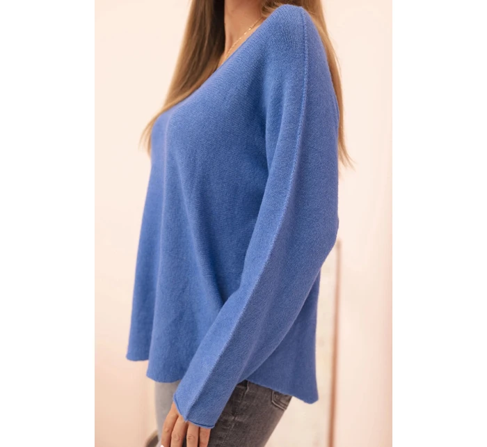 Dámsky viskózový sveter s výstrihom do V tmavý denim Dámsky viskózový sveter s výstrihom do V tmavý denim