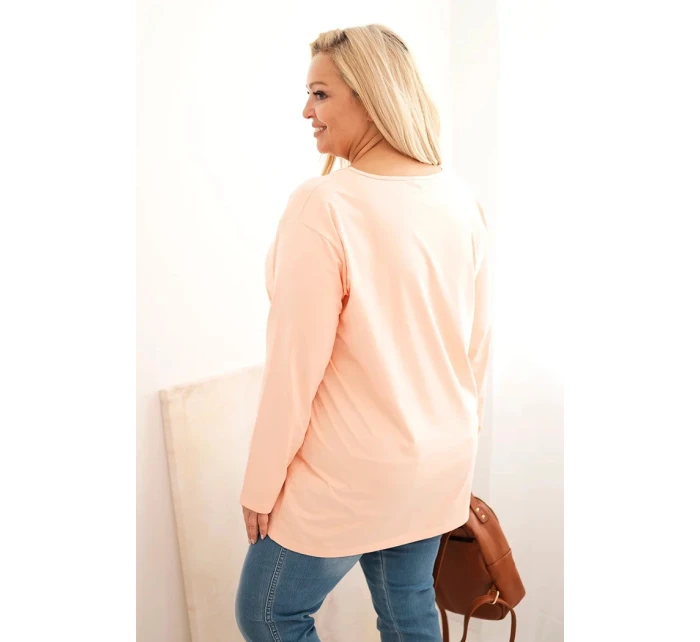 Dámská blůza Plus Size s lodičkovým výstřihem meruňková