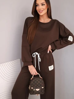 Dámska súprava maslová mikina + nohavice hnedá