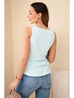 Dámska rebrovaná blúzka s ramienkami a mätovým gombíkom