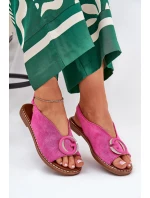 Płaskie Sandały Z Ozdobą Różowe Haliones