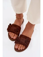 Dámské ploché sandály s mašlí Hnědé Amivelle