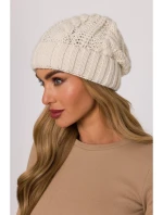 M897 Pletená káblová čiapka - ecru
