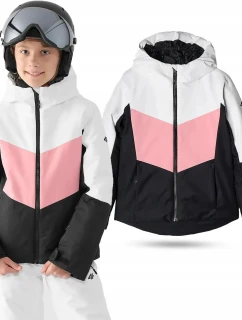 Dievčenská zimná bunda JAF545 bielo-čierno-ružová - 4F