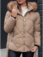 Dámská zimní bunda prošívaná s kapucí béžová Dstreet model 21981019 - FashionStreet