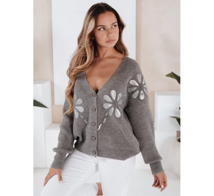 Dámský kardigan šedý model 21990970 - Dstreet
