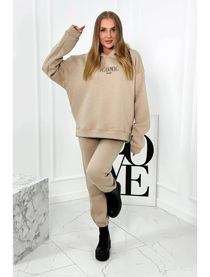 Izolovaná bavlněná souprava, mikina s model 18922073 + kalhotami béžový - K-Fashion