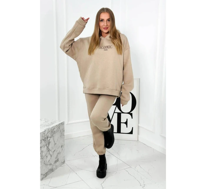 Izolovaná bavlněná souprava, mikina s model 18922073 + kalhotami béžový - K-Fashion Izolovaná bavlněná souprava, mikina s model 18922073 + kalhotami béžový - K-Fashion