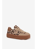 Sneakersy Damskie Na Platformie Panterka Big Star SS274763 Beżowe