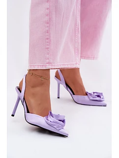 Dámské sandály na podpatku s saténovým provedením fialové Irina