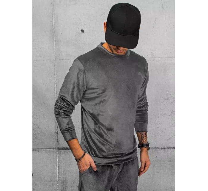 Pánska sivá velúrová mikina FashionStreet BX5533