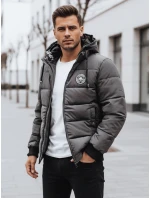 Pánská prošívaná zimní bunda s kapucí šedá Dstreet model 21991534 - FashionStreet