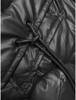 Čierna vypasovaná vesta s kapucňou (B8172-1)