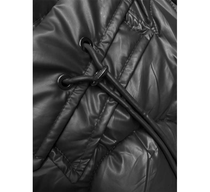 Čierna vypasovaná vesta s kapucňou (B8172-1)