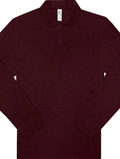 B&C My Polo 210 LSL Piqué polo s dlouhým rukávem z těžké bavlny model 22410180 heather burgundy