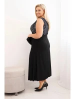 Dámské večerní šaty Plus Size na jedno rameno černý + stříbrný