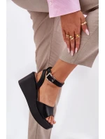 Sandały Damskie Na Koturnie Czarne Efrina