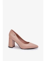 Elegantné dámske lodičky na širokom podpätku Vinceza - béžové Elegantné dámske lodičky na širokom podpätku Vinceza - béžové