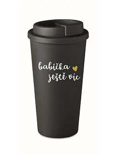 BABIČKA JEŠTĚ VÍC - čierny termohrnček 475 ml