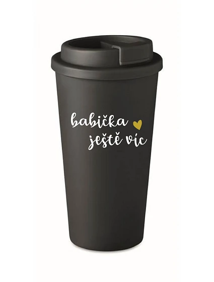 BABIČKA JEŠTĚ VÍC - čierny termohrnček 475 ml
