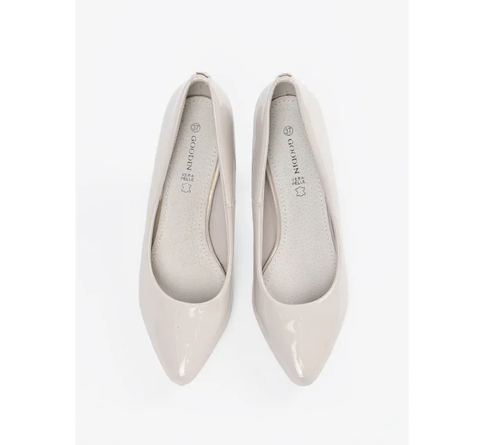 Exkluzívne dámske svetlosivé lodičky na ihlovom podpätku