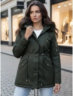 Dámská zimní bunda parka s kožešinou zelená Dstreet model 21995445 - FashionStreet