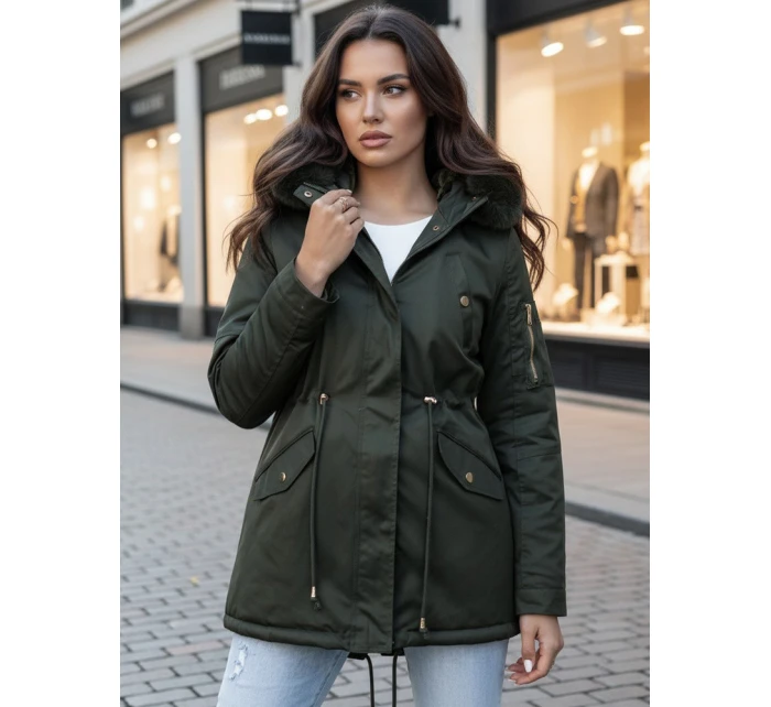 Dámská zimní bunda parka s kožešinou zelená Dstreet model 21995445 - FashionStreet