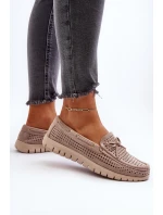 Mokasyny Damskie Z Kokardą Beżowe Reece