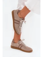 Semišové Nízké Tenisky Dámské Tmavě Béžové model 21703477 - Zazoo