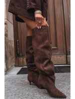 Wsuwane Kozaki Damskie Na Szpilce Czekoladowe Ysolienne