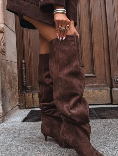 Wsuwane Kozaki Damskie Na Szpilce Czekoladowe Ysolienne