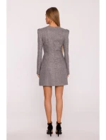 M869 Tvídové šaty s výstrihom do V - grafitové M869 Tvídové šaty s výstrihom do V - grafitové