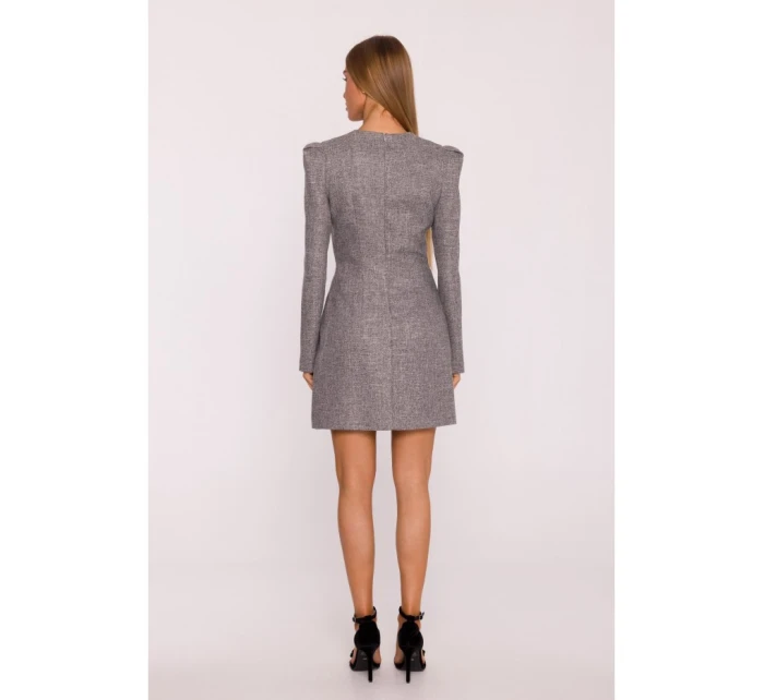 M869 Tvídové šaty s výstrihom do V - grafitové M869 Tvídové šaty s výstrihom do V - grafitové