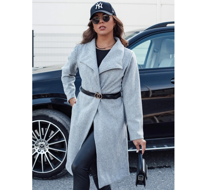 Dámský dlouhý kabát světle šedý Dstreet model 21980444 - FashionStreet
