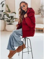 dámská prošívaná bunda s kapucí bordó Dstreet model 21990608 - FashionStreet