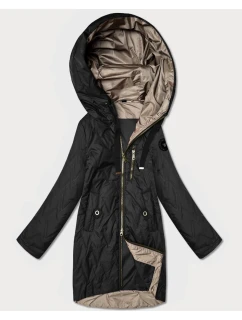 Dámska prešívaná bunda s asymetrickou spodnou časťou Goodlookin black (B8592-1)