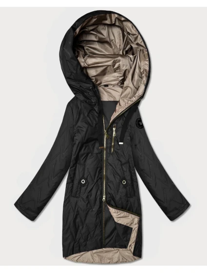 Dámska prešívaná bunda s asymetrickou spodnou časťou Goodlookin black (B8592-1)
