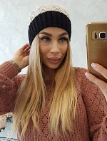 Bibiana fleecová čiapka K264 čierna + béžová