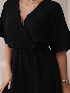 Mušelínové šaty s čiernym pásom