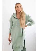 Zateplená mikina s bočnými otvormi tmavá mentolová