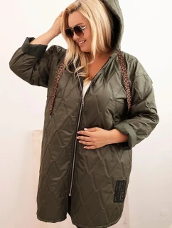 Dámska prešívaná bunda s kapucňou a nápisom HOPE khaki