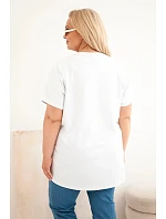 Dámská bavlněná halenka Plus Size s model 22185747 bílá - K-Fashion