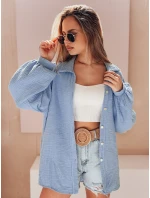 Dámská mušelínová košile oversize modrá model 21989198 - Dstreet