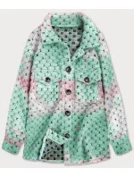 Ružovo-mätová dámska košeľová bunda so stojačikom (1132)