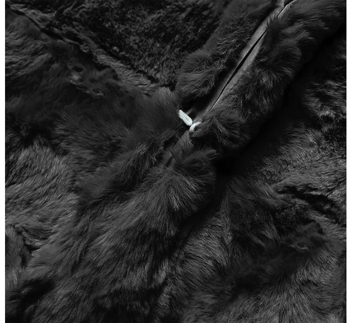 Čierna dámska bunda s kapucňou (br9741-1) Čierna dámska bunda s kapucňou (br9741-1)