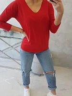 Blúzka s výstrihom do V červená
