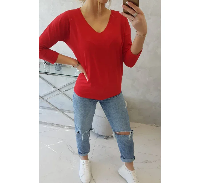 Blúzka s výstrihom do V červená