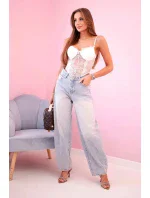 Dámska čipkovaná blúzka s ramienkami ecru Dámska čipkovaná blúzka s ramienkami ecru