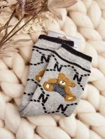 Ciepłe Skarpety Bawełniane Z Misiem Szare